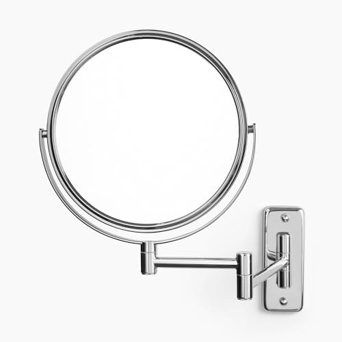 JERDON Wall-Mounted Magnifying Mirror - Bathroom Makeup Mirror with 8X Magnification - 8-Inch Diameter - Chrome Finish - Model JP7808C