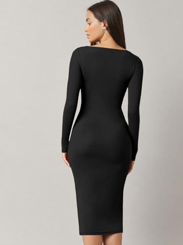 Image of Aahwan White Solid Square Neck Solid Midi Bodycon Dress for Women's & Girl's
