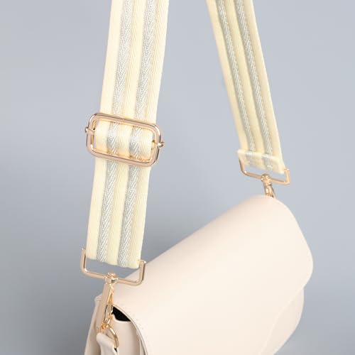 Image of chushui Herringbone Purse Strap Replacement Wide Adjustable Crossbody Strap with Metallic Thread,Woven Fashion Shoulder Bag Strap for Tote Handbag, Gold Silver Shimmer