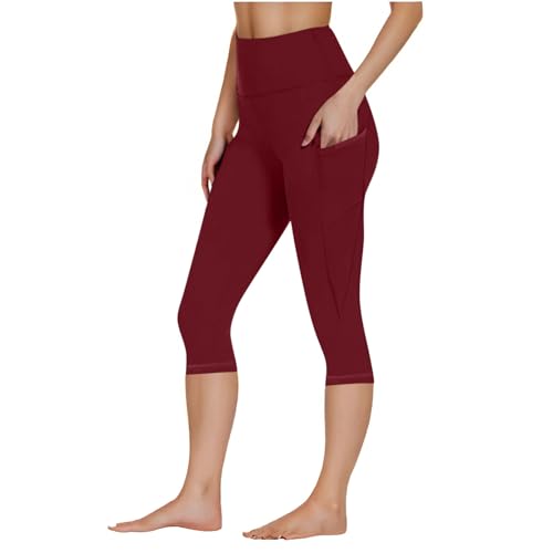 HAOLEI Leggins Deportivos Mujer Ofertas,Mallas Deporte Mujer con Bolsillos Mallas Piratas 3/4 Push Up Fitness Cintura Alta Pantalones Capri Opacos Cómodo Leggings Elasticos para Yoga Pilates Jogging