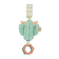 Itzy Ritzy - Ritzy Jingle Toy - Baby Hanging Toy for Activity Gym, Stroller or Car Seat; Features Jingle Sound, Hexagon Rings and Adjustable Attachment Loop (Cactus)