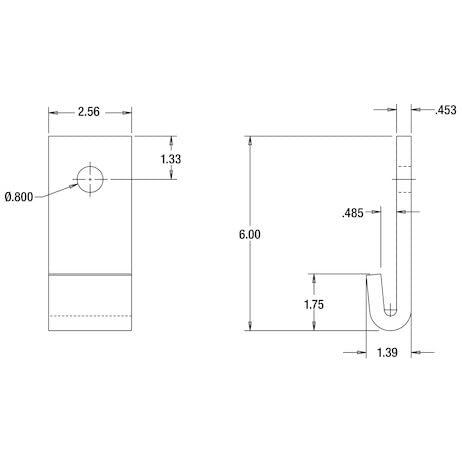 3050387 Body-Mounting J-Hook, 6 Inch