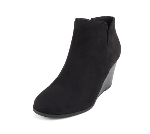 Image of Soda Ability - Mid Ankle Bootie w /Split Shaft and Zipper Stacked Wedge Heel