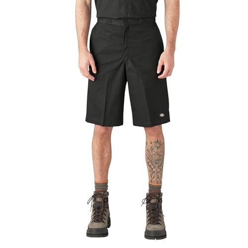Dickies Men’s 13-Inch Loose Fit Work Shorts – Durable Outdoor Uniform Shorts with Multi-Pockets for Men on The Job, Black, 38