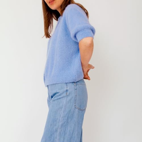 Image of Women Y2k Knitted Crop Cardigan Shirt Short Sleeve Button Down Ribbed Knit Crop Top Outwear Top Tee Shirt