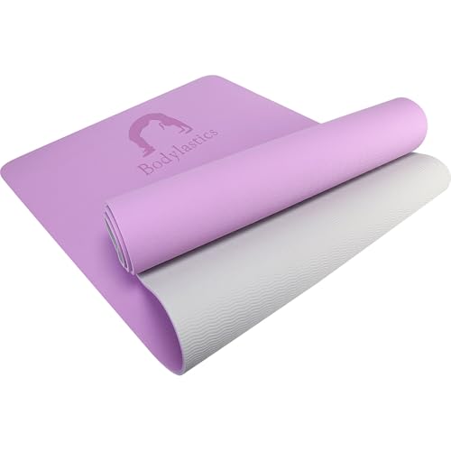 Image of Bodylastics Yoga Mat for Men and Women with Carry Bag TPE 6ft x 2ft x 6mm Large Size Anti Slip & Anti Tear Workout Mat