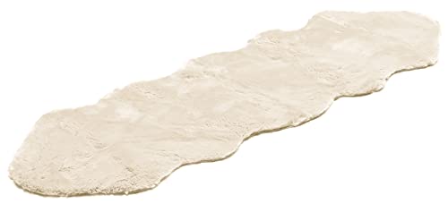 Stephans Möbelbörse XXL Lammfell 180x60cm Teppich Kunstfell Bettvorleger Fellteppich Bankauflage Bankkissen Teppich Fell Schaffell Imitat (Creme)