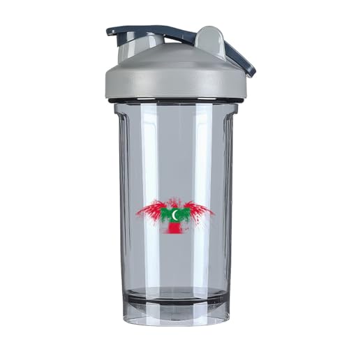 Maldives Maldivians Flag 18 Ounce Shaker Bottle Drink Mixer Leak-proof Pre Workout Protein Shakes Meal Replacement Shakes Bottles 500ML/18 Oz Gray