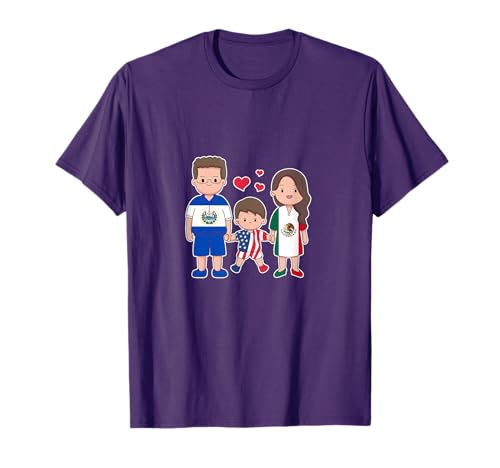 Multicultural Family El Salvador USA and Mexico T-Shirt