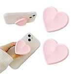 2PCS Heart-Shaped Silicone Mobile Phone Grip Stand,zakora Collapsible Cellphone Finger Grip Holder for Smartphone Tablet Cell Phone Accessory (Pink)