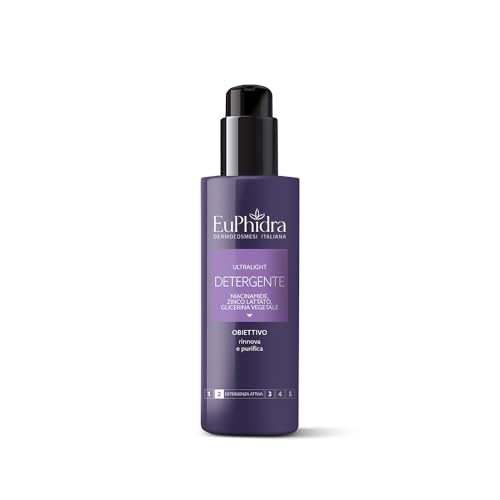 Euphidra Limpiador facial UltraLight con niacinamida, vitamina B3, zinc, lactato, glicerina vegetal, renueva y purifica