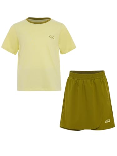 easyforever Girls Kids 2-piece Summer Sports Outfit Quick Dry Moisture Wicking For Workout Outdoor Activities Light Green 11-12 Years3