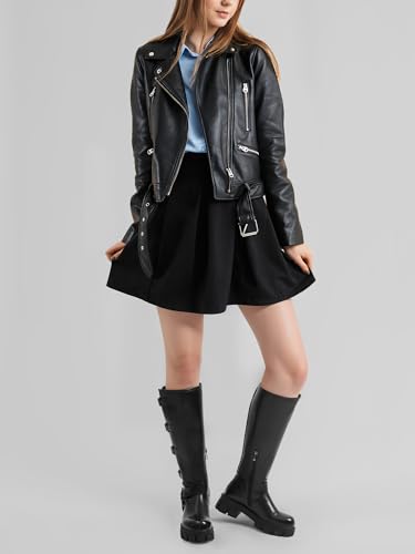 Women's Knee High Riding Boots with Side Zipper - Chunky Platform Motorcycle Boots for Women4