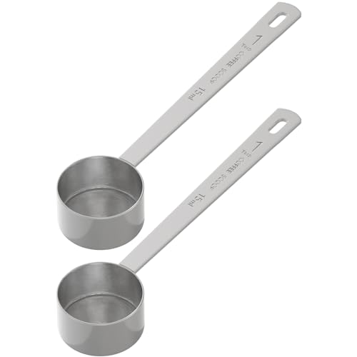 LEIFENY 2 cucharas de café de 1 cucharada, cuchara medidora de mango largo, una cucharada (15 ml), cuchara de café de acero inoxidable a granel para café molido