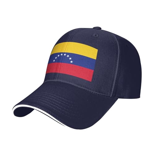 PUYhgb Gorra de béisbol estructurada unisex con estampado de la bandera de Venezuela, para todas las estaciones, gorra transpirable ajustable, azul marino, Talla única