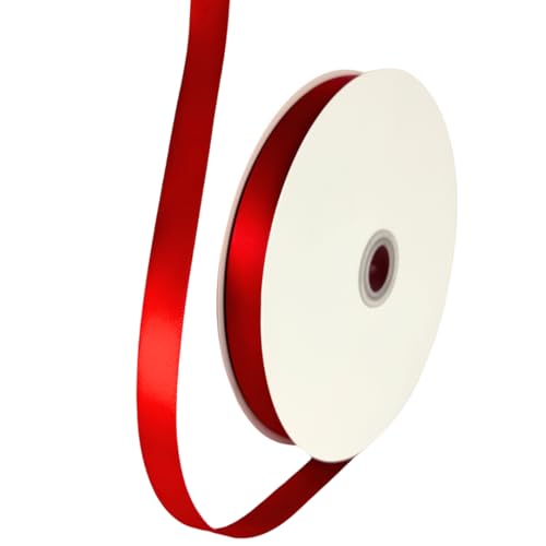 Liston Satinado 1.5cm de Ancho 90 Metros de Largo, Listón de Tela de Poliester (Rojo)