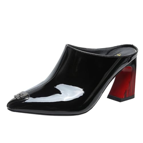 Emo Low Block Heels for Women Pointed Toe Mules Bridal Wedding Parties Beach Cruise Cute Rave Y2K Kawaii Elegant Dressy Fashion Trendy Pumps Work Office Sandals Spring Summer Fall Outdoors