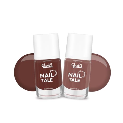 Image of Glam21 Nail Tale- Nail Lacquer|Multicolor|Quick Drying Nail Polish| Glossy Gel Finish Nail Kit | Highly Pigmented & Long Lasting | Chip Resistance|9ml Each| Pack Of 2 (Shade-16-15)