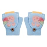 TINAYAUE Kinder Halbfinger Handschuhe mit Flip Top Fingerlose Handschuhe Warme Winterhandschuhe Weiche Strickhandschuhe Niedlich Kaninchen Klapphandschuhe für Radfahren, Skifahren, Eislaufen