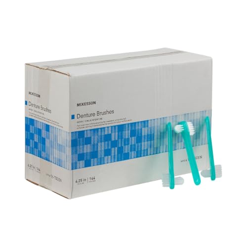 McKesson Denture Brushes 2-Sided Bristle, Green, 144 ct