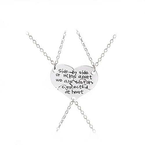 YALLNASL Sister Gift Puzzle Necklace for 3 Matching Heart Necklaces for Sisters Best Friends Side by Side or Miles Apart Sisters Necklace for BFF Besties Christmas Gifts