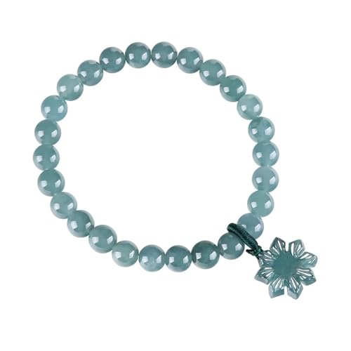 VIVAZYTGH Pulsera de Cuentas de jadeíta Azul de Myanmar con Girasol de Piedras Preciosas talladas – Joyería de Brazalete de Jade Birmano Natural de Lujo