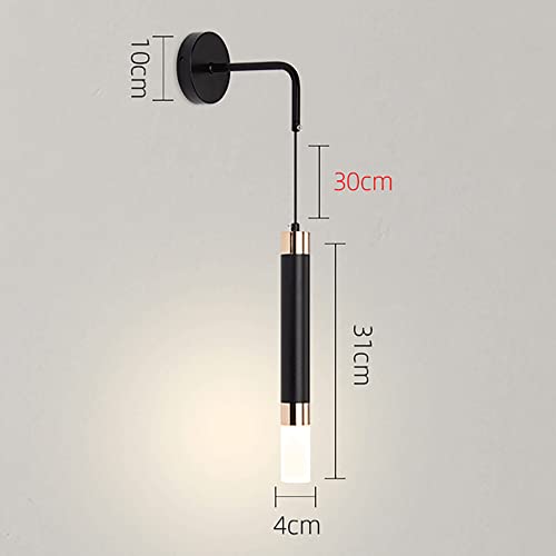 Lámparas de pared LED modernas tipo aplique negro de tubo largo cilíndrico para interiores 5