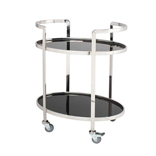YHdtUO 2-Layer Wrought Iron Oval Service Trolley Home Restaurant Water