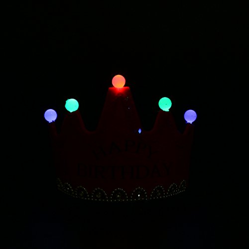 BeSTOYARD boné de festa de aniversário com luzes de LED piscante Happy Birthday Crown Tiaras King Pr