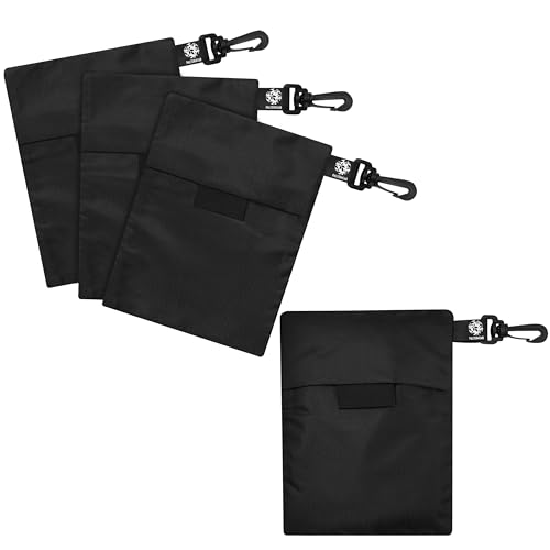 PALTERWEAR Utility Bags with Hook & Loop Closure, Tear-Resistant Nylon and Fastening Clip, Set of 4 (Black, 6 x 8 Inch)