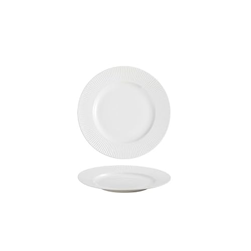 GFHTRELY Dinner Tray 7-inch Ceramic White Simple Creative Embossed Striped Appetizer Plate Restaurant Steak Dessert Tableware Dinner Plate(7 in)