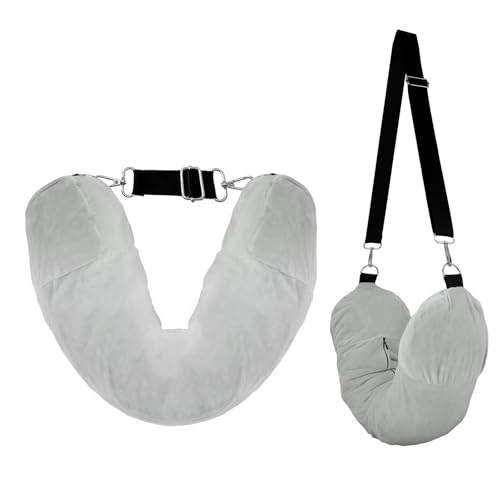 XIHIRCD Almohada de Viaje Rellenable con Ropa, Suave Almohada de Viaje Transformable Almohada para el Cuello Ampliable Almohada de Tela para Llevar para Viajar Coche Hogar Oficina Vuelo (Gris Oscuro)