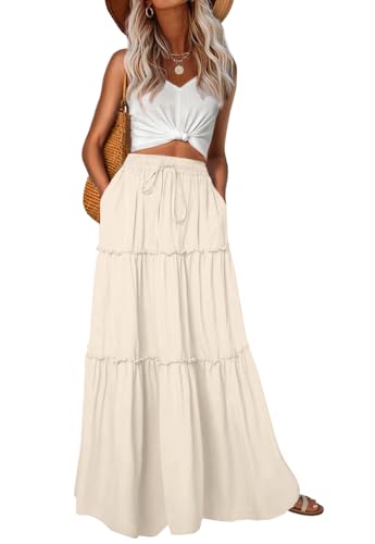 Lepunuo Plus Size Maxi Skirts Womens Casual High...