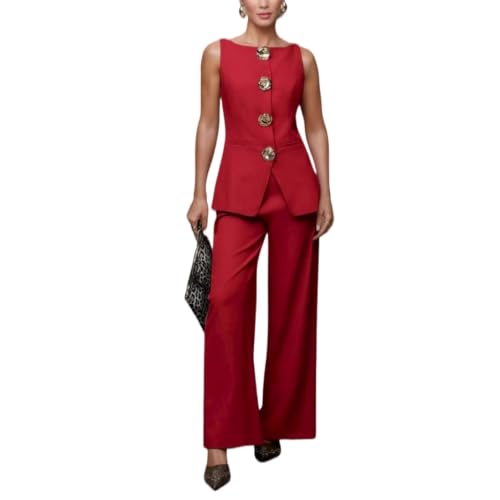 Conjunto de traje para mujer con pantalón de pierna ancha que estiliza y aporta frescura