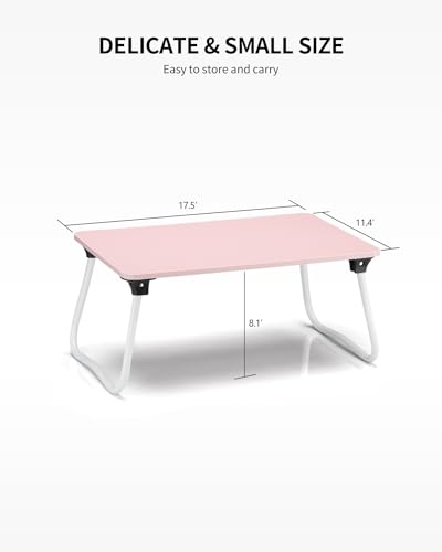 Image of Ruxury Foldable Lap Desk Laptop Stand Bed Desk Table Tray, Breakfast Serving Tray, Portable & Lightweight Mini Table, Lap Tablet Desk for Sofa Couch Floor - Pink