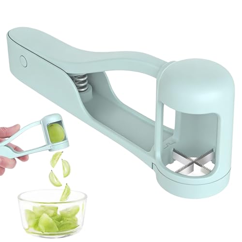 Merzio Grape Cutter Grape Slicer Quarter Cutter for Cherry Tomatoes Strawberries Olives Stainless Steel Fruit Cutter Kitchen Gadget for Salad & Weaning (Blue)