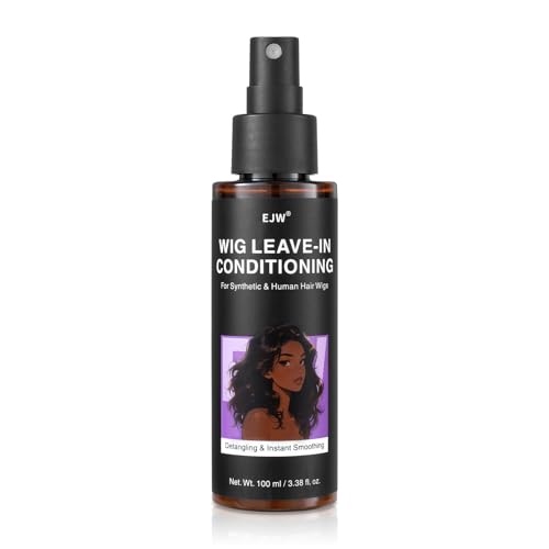 EJW Wig Leave-In Conditioner Spray Detangles Smooths & Refreshes Lightweight Non-Greasy Formula for Daily Use For Synthetic & Human Hair 3.38 fl. oz
