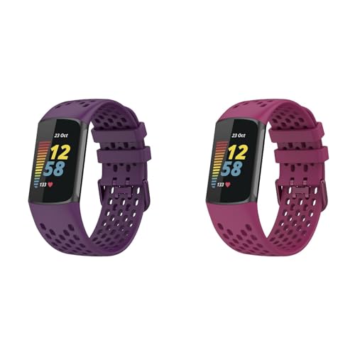 2 pulseras compatibles con Fitbit Charge 6, pulseras deportivas de silicona suave, correas de repuesto transpirables, correa de reloj ajustable para Fitbit Charge 6/Charge 5