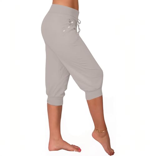 Capri Pants for Women High Waisted Drawstring Joggers Stretch Lightweight Casual Hiking Pant Capri with Pockets4