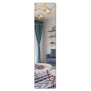 Wall Mirror Full Length, Cheap Over / on Door, Acrylic, shatterproof Mirrors for Home Gym, 8″X8″-4 Pcs, Workout Non Glass Mirrors for Bedroom, Kids