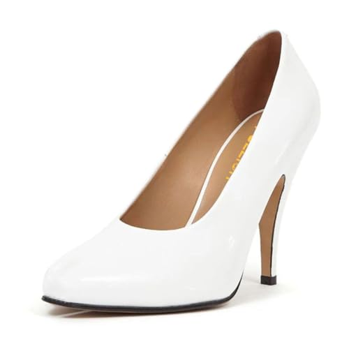 Pazzion Women's Classy Closed Almond Toe Pumps Slip On Chunky High Heels Solid Basic Work Shopping Professional Shoes Size 4-16 US