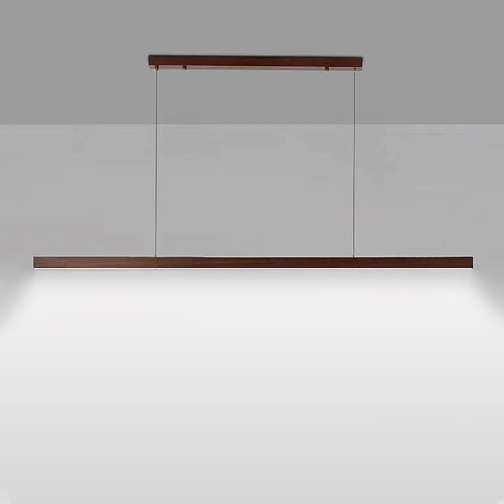 LYMSXAZOU Minimalist Wooden Chandelier - Nordic Linear Pendant Light for Kitchen Island Dining Room Office & Living Space Modern Hanging Ceiling Fixture