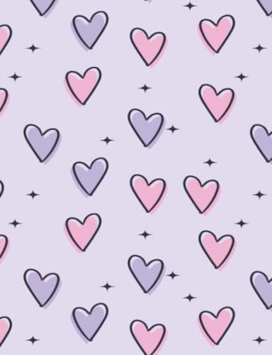 Composition Notebook Journal for Girls, Women, Kids: Heart Pattern Notebook, Journal, Diary, 110 ruled pages, 7.44x9.69 inches