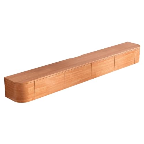 Supporto TV in legno con cassetti e ante, armadio a parete per console multimediale, mobiletto per TV galleggiante, moderno centro di intrattenimento con retro cavo e foro per router
