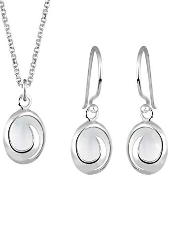 Elli Dam 925 sterling silver xilion slipad smyckesset, Sterlingsilver Silver, Månsten