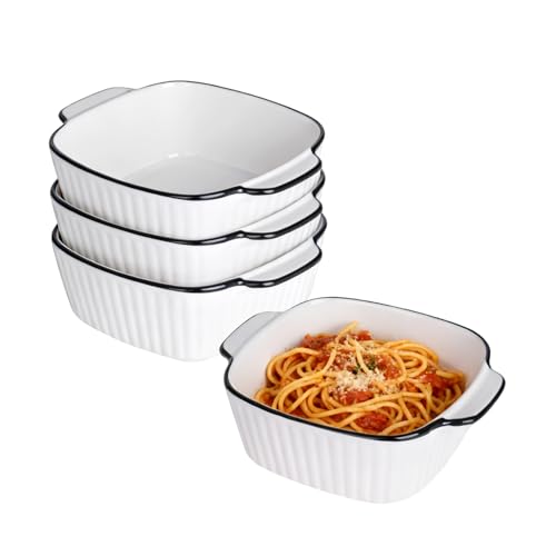 Vitrignis Keramik-Auflaufformen 4er-Set 400 ml quadratische Lasagneform für Heißluftfritteuse Auflaufform Kuchenformen für den Backofen klein für Lasagne Tiramisu Backform