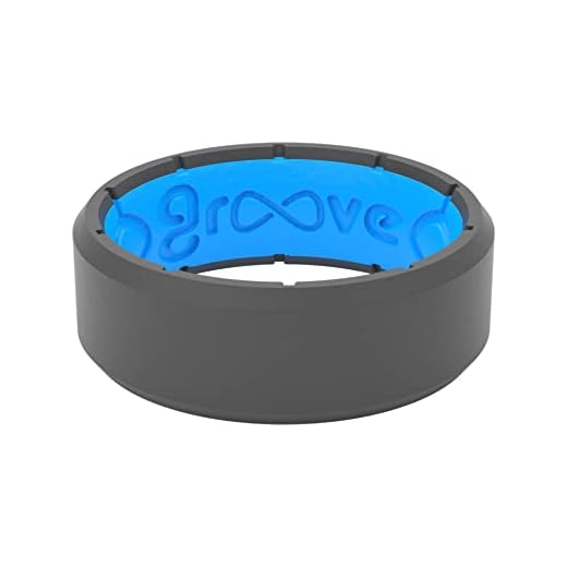 Groove Life Edge Deep Stone / Blue Silicone Ring Breathable Rubber Wedding Rings for Men, Lifetime Coverage, Unique Design, Comfort Fit Ring - Size 11