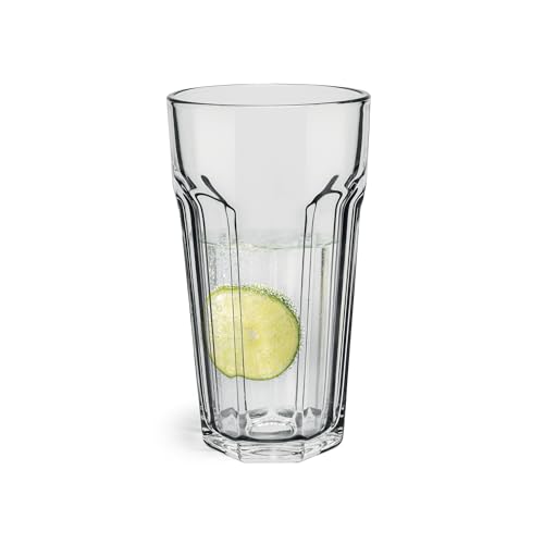 Glasset XXL-Trinkgläser | 6er-Set 700ml | Amerikanisches Rillendesign | Cocktail Highball Gläser |Wasser Glässerset XXL Tumblers Retro | 100% Recycelbar | Spülmaschinenfest | Transparent