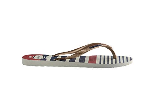 Chinelo Slim Nautical, Havaianas, Meninas, Branco/Rose Gold Metalico, 29/30
