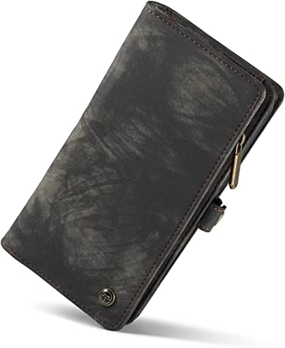 Étui portefeuille iPhone 13 antichoc en cuir noir avec blocage RFID
